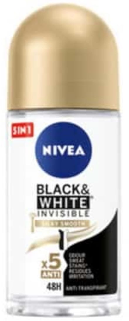 Nivea Deodorant Roller Black & White Silky Smooth - 50 ml