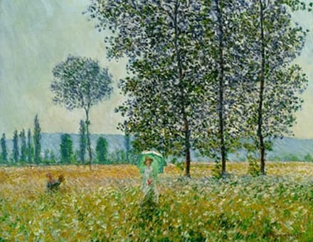 Kunstdruk Claude Monet - Felder im Frühling 90x70cm