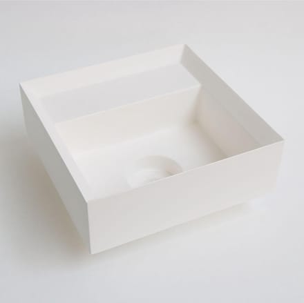 Fontein INK Vice Vierkant 27x27x9cm Polystone Mat Wit Zonder Kraangat met Afvoerplug