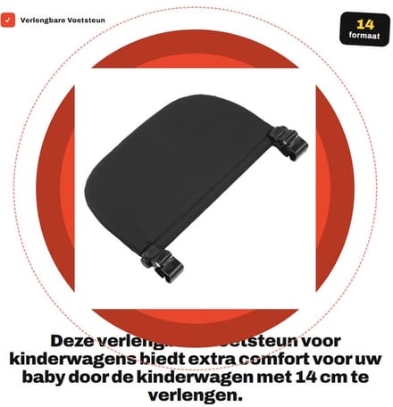 Dailygoods - Verlengbare Voetsteun Accessoires voor Kinderwagens, Zwart