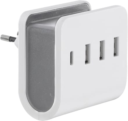 Q-Link adapter - 3 x USB A - 1 x USB C - 5V - 4.8A - wit/grijs