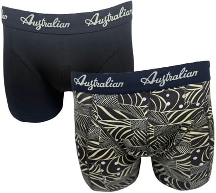 2 stuks Australian Boxershort - Katoen - Zwart/Print Maat S