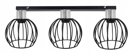 Chromen Plafondlamp Loft Stijl met 3 Zwarte Bollen E27