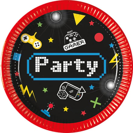 Vegaoo - 8 Kleine Gaming Party kartonnen borden 20 cm