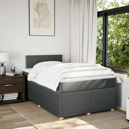 vidaXL - Boxspring - met - matras - stof - donkergrijs - 120x190 - cm