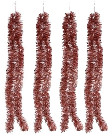 Gerimport Kerstslinger - 4x - rose goud - folie lametta - 180 x 7 cm - kerstboom versiering