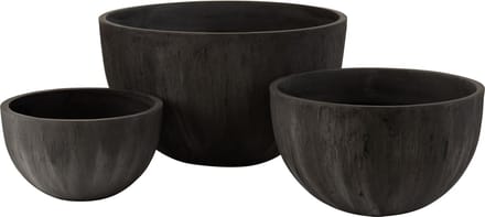 J-Line bloempot Rond Laag - keramiek - zwart - 3 stuks - Ø 60 cm