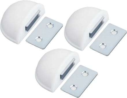 AMIG Deurstop/deurmagneet - 3x - D48mm - zelfklevend - wit - kunststof