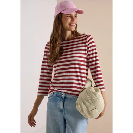 Basic Shirt met boothals en strepen