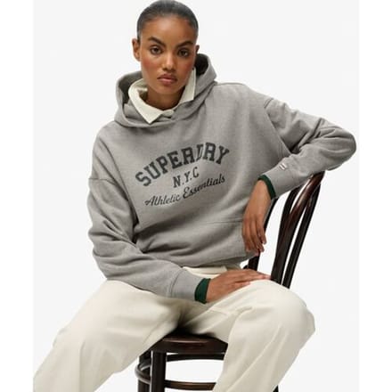 Superdry Athletic Essentials Relaxed Hoodie Grey Grootte: 34