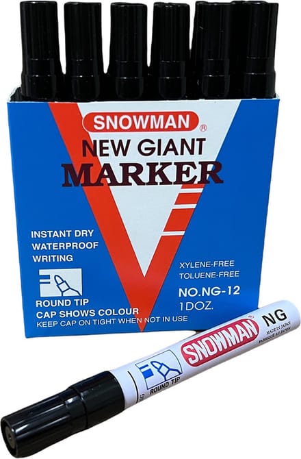Snowman NG-01 Permanent Marker 1-3MM Zwart (Doos 12 stuks)