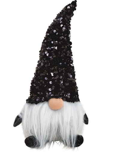 Pluche gnome / dwerg - decoratie pop - knuffel - zwart met glitters - 29 cm - Kerstgnomes / kerstdwergen / kerstkabouters
