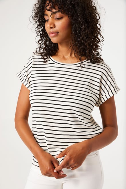 GARCIA Dames Effen T-shirt Zwart Korte mouw