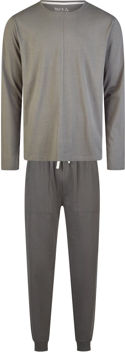 Phil & Co Heren Pyjama Set Lang Grijs - Maat XXL