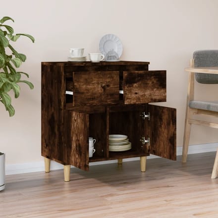 vidaXL - Dressoir - 60x35x70 - cm - bewerkt - hout - gerookt - eikenkleurig