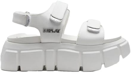 Replay Nusty Velcro Platform Sandalen Wit EU 39 Vrouw