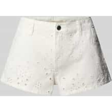 straight fit short met florale stitchings met gaatjesmotief