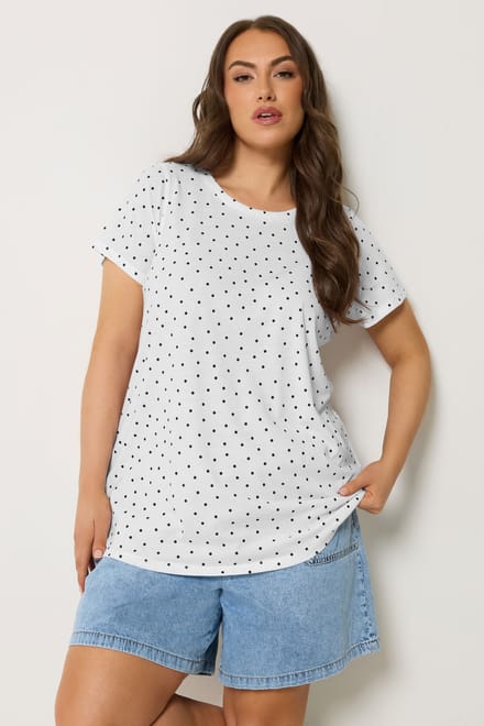 Yours Top Met Stippenprint En Korte Mouwen Size 50-52
