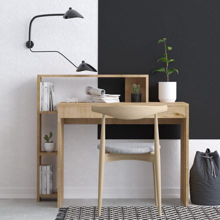 Consolebureau met opbergruimte - Kleur: naturel - JEMILA L 117 cm x H 95 cm x D 45 cm