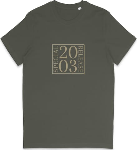T Shirt Heren Dames - Geboortejaar 2003 - Tekst: Speciale Uitgave - Khaki Groen - Maat M