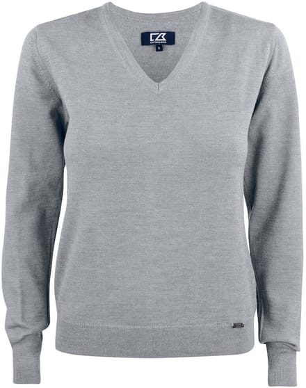 Cutter & Buck Everett V-neck Dames 355431 - Grijs Melange - M
