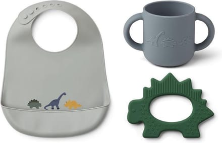 LIEWOOD - Kinderservies - Geschenkset - Bijtspeelgoed - Baby - Dino