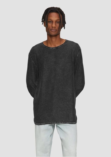 Pullover in gewassen brei met gerolde zoom QS