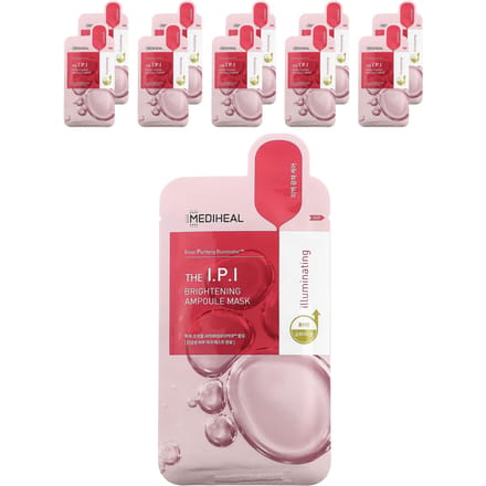 MEDIHEAL, IPI, Brightening Ampoule Beauty Face Mask, 10 sheets, 25ml (0.84fl oz) each white