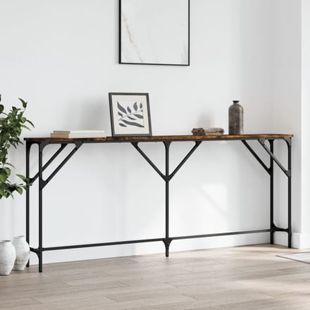 vidaXL - Wandtafel - 180x23x75 - cm - bewerkt - hout - gerookt - eikenkleurig