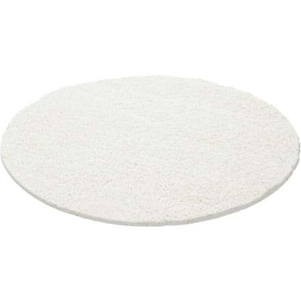 Muratap Basic rond shaggy vloerkleed creme hoogpolig- 80 cm rond