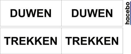 Deursticker Set Duwen Trekken Horizontaal - 7x3 cm - Set van 4 stuks - Wit met zwarte tekst - Push en Pull - UV en Waterproof