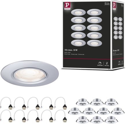 Inbouwlamp Set van 10 star rond 90 mm GU10 max. 10x10W 230V dimbaar Chroom mat