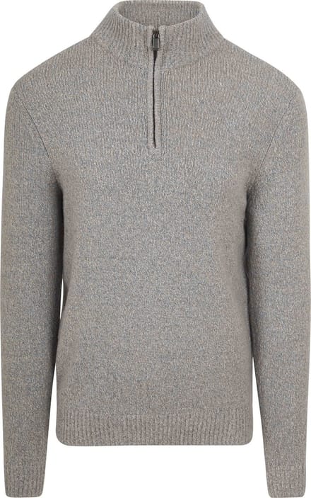Suitable Half Zip Pullover Boiled Wool Grijs - Maat S - Heren - Quarter zip - Schipperstrui met rits - Volwassen mannen