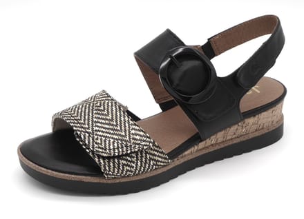 Jana Dames Sandalette - 28776-030 Zwart/Combi - Wijdte H - Maat 37