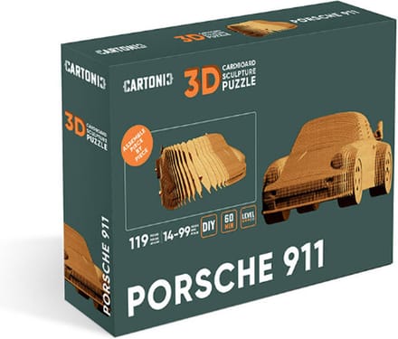 CARTONIC- Porsche 911- 3D Puzzel-Speelgoed- Puzzel-DIY- Creatief- Karton- Kinderen en volwassen- 3D- puzzel