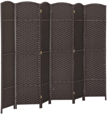 HOMCOM Kamerverdeler 6 panelen inklapbaar - Roomdivider - Scheidingswand - Bruin