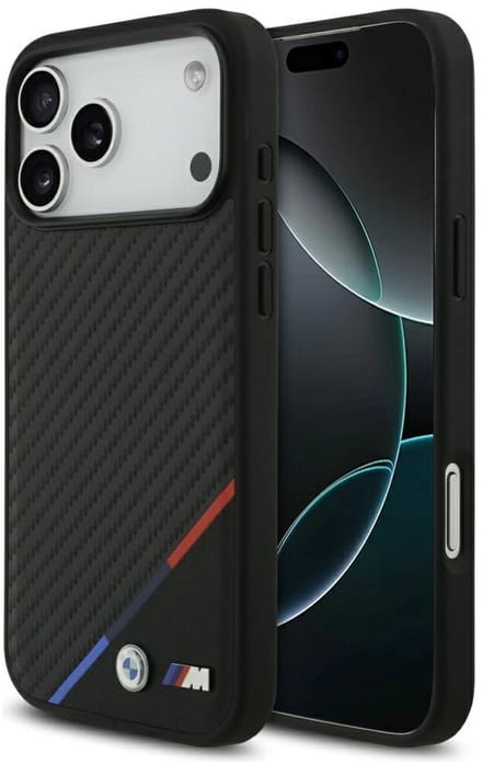 BMW M Carbon Tricolor Line MagSafe Case for iPhone 17 Pro Max - Black