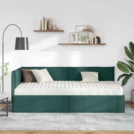 vidaXL - Hoekbedframe - met - Matras - 2 - st - Donkergroen - 100 - x - 200 - cm - Fluweel