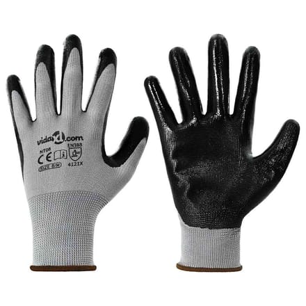 vidaXL Werkhandschoenen 12 st Grijs en zwart 8 / m Polyester