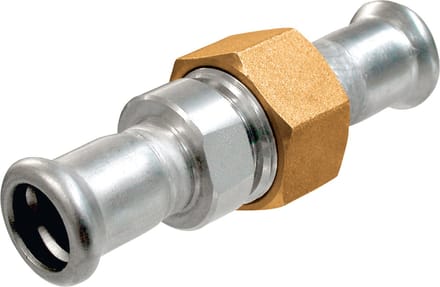 Bonfix Press - RVS 316 - 3-delige perskoppeling - (messing - wartel -) - 18 x 18 mm - 2 x Press - KIWA - DVGW - WRAS keur