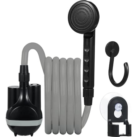 2024 Draagbare kampeerdouche Buiten Binnen elektrische douche met waterschakelaar, 2200mAh Type-c 21x21x7cm grijs