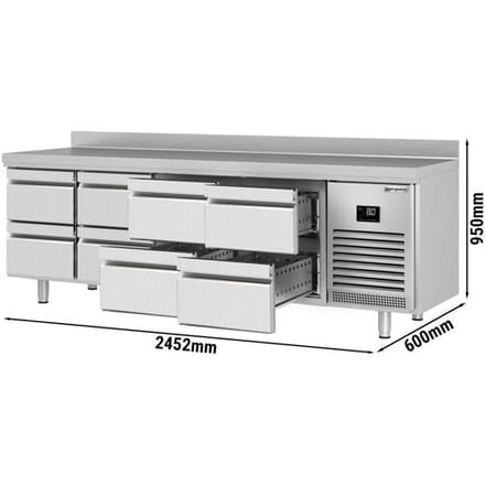GGM Gastro Kühltisch Premium PLUS - 2452x600mm - 8 Schubladen - Aufkantung