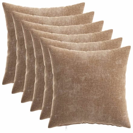 vidaXL - Kussensloop - 6 - st - HEERLEN - Bruin - 30 - x - 30 - cm - Chenille - Stof