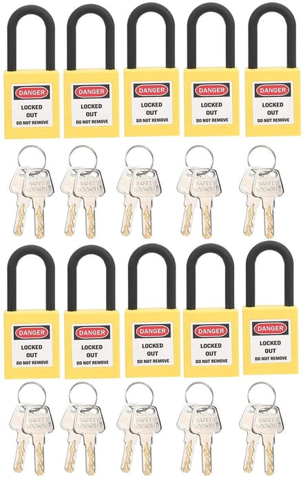 Cosensi - Hangslot Set - Industrieel - Veiligheid - Geel - Technisch - Stofdicht - Geschikt voor Lockout - 10 Sets