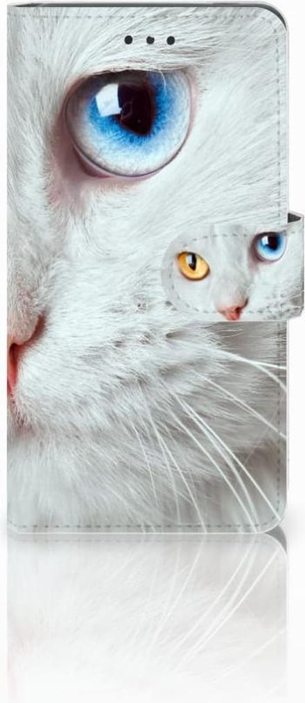 Nokia 7 Telefoonhoesje met Pasjes Witte Kat
