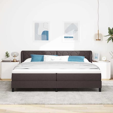 vidaXL - Boxspring - bed - met - hoofdeinde - Donkerbruin - 200 - x - 200 - cm - Stof