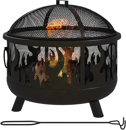 Outsunny-Feuerschale-Metall-Ø61 x 55H cm-Schwarz