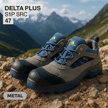 Veiligheidsschoenen S1P SRC Delta Plus Mazan - Maat 47 - Grijs/Zwart/Blauw (Art. MAZANSPGB47)