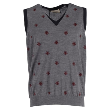Gucci Bee & Star sweatervest in grijze wol