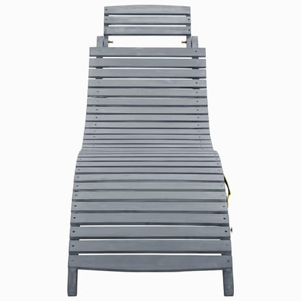vidaXL - Ligbed - met - kussen - massief - acaciahout - grijs